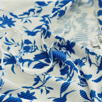Chic Blue Botanical Prints V-Neck Vest Top & Pleated Pants