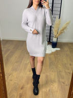 Pammie Plain V Neck Ribbed Jumper Dress