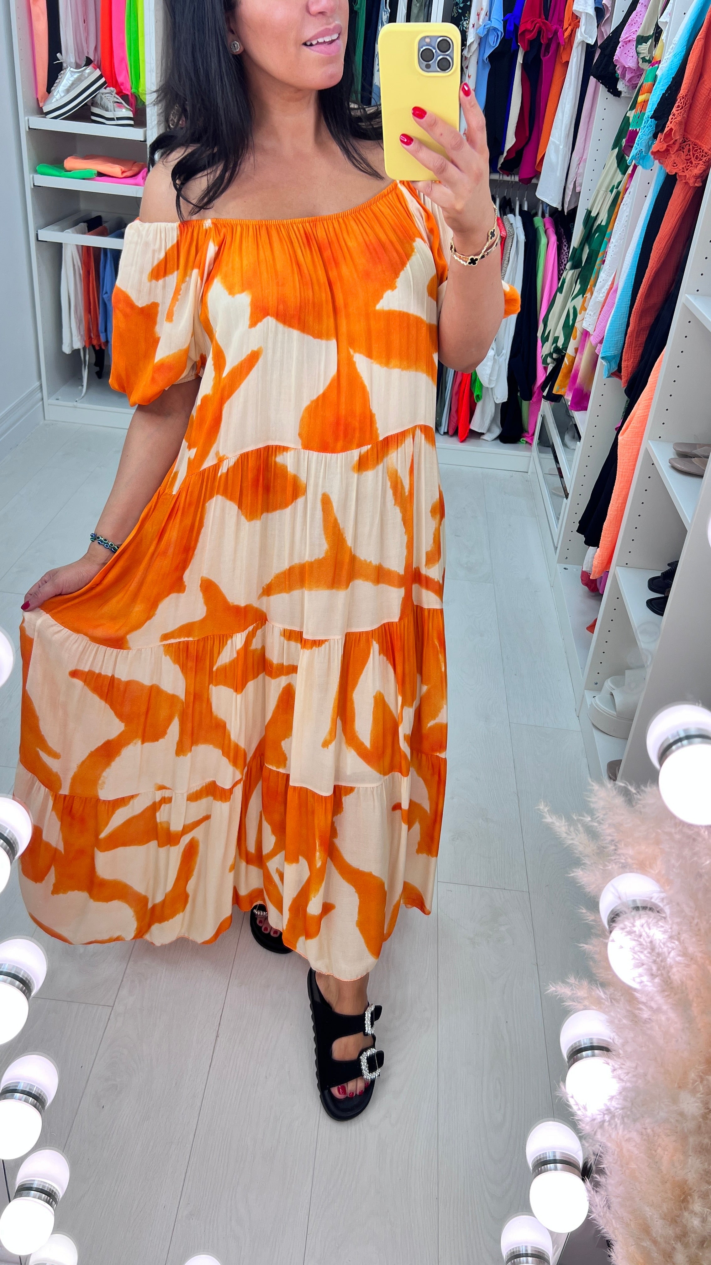 Wizard Shadow Print Smock Maxi Dress