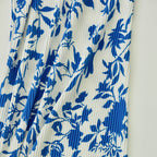 Chic Blue Botanical Prints V-Neck Vest Top & Pleated Pants