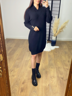 Pammie Plain V Neck Ribbed Jumper Dress