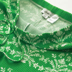 Green Elegant Floral Pot Patterns V-Neck Vest Top & Pleated Pants