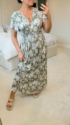 Narice Floral Print Shirred Waist Magic Maxi Dress