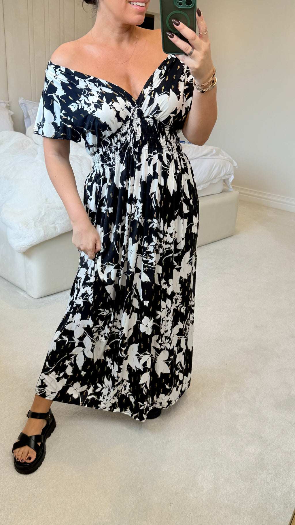 Clement Abstract Leaf Print Magic Maxi Dress