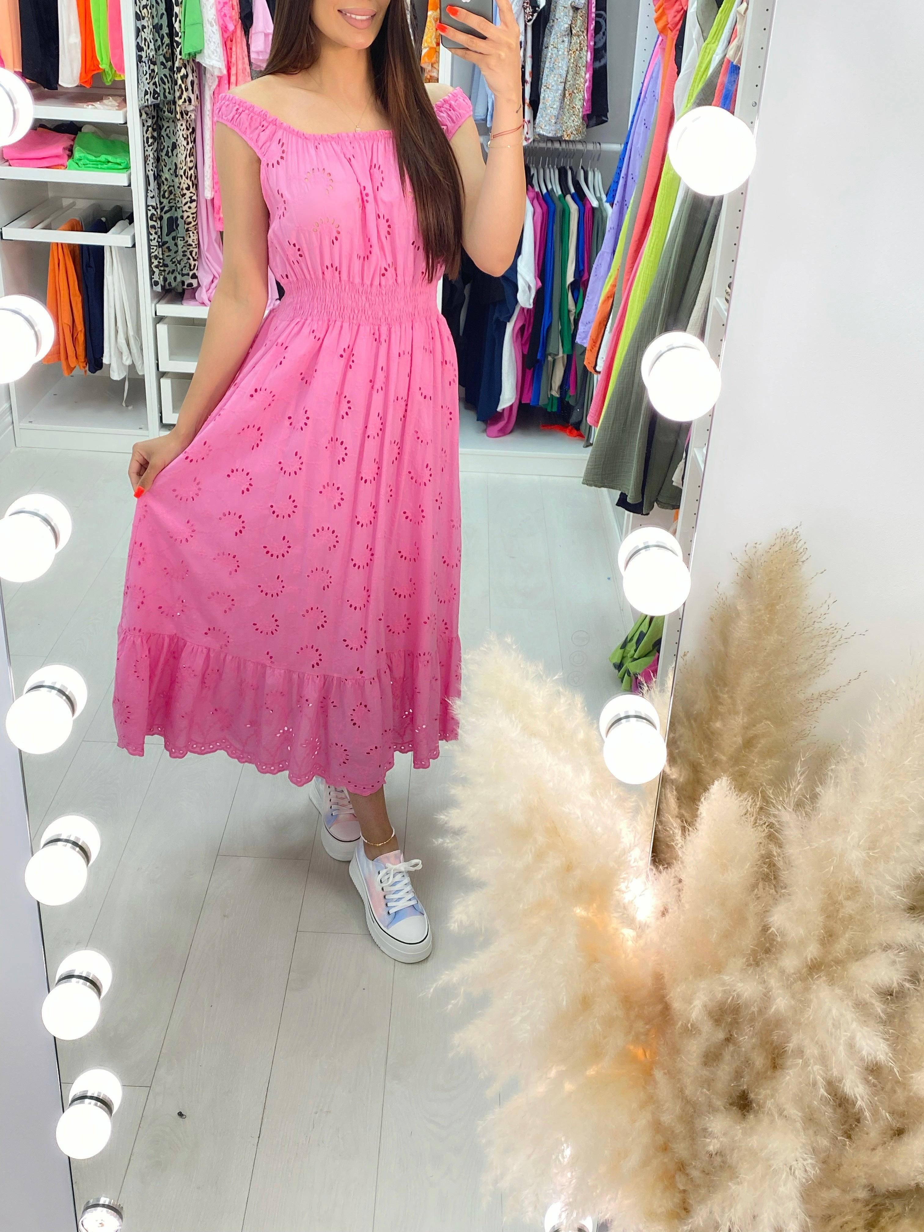 Melaney Broderie Anglaise Frill Hem Midi Dress