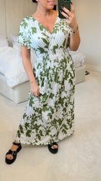 Clement Abstract Leaf Print Magic Maxi Dress