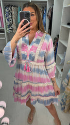 Tonya Ombre Embellished Smock Midi Dress