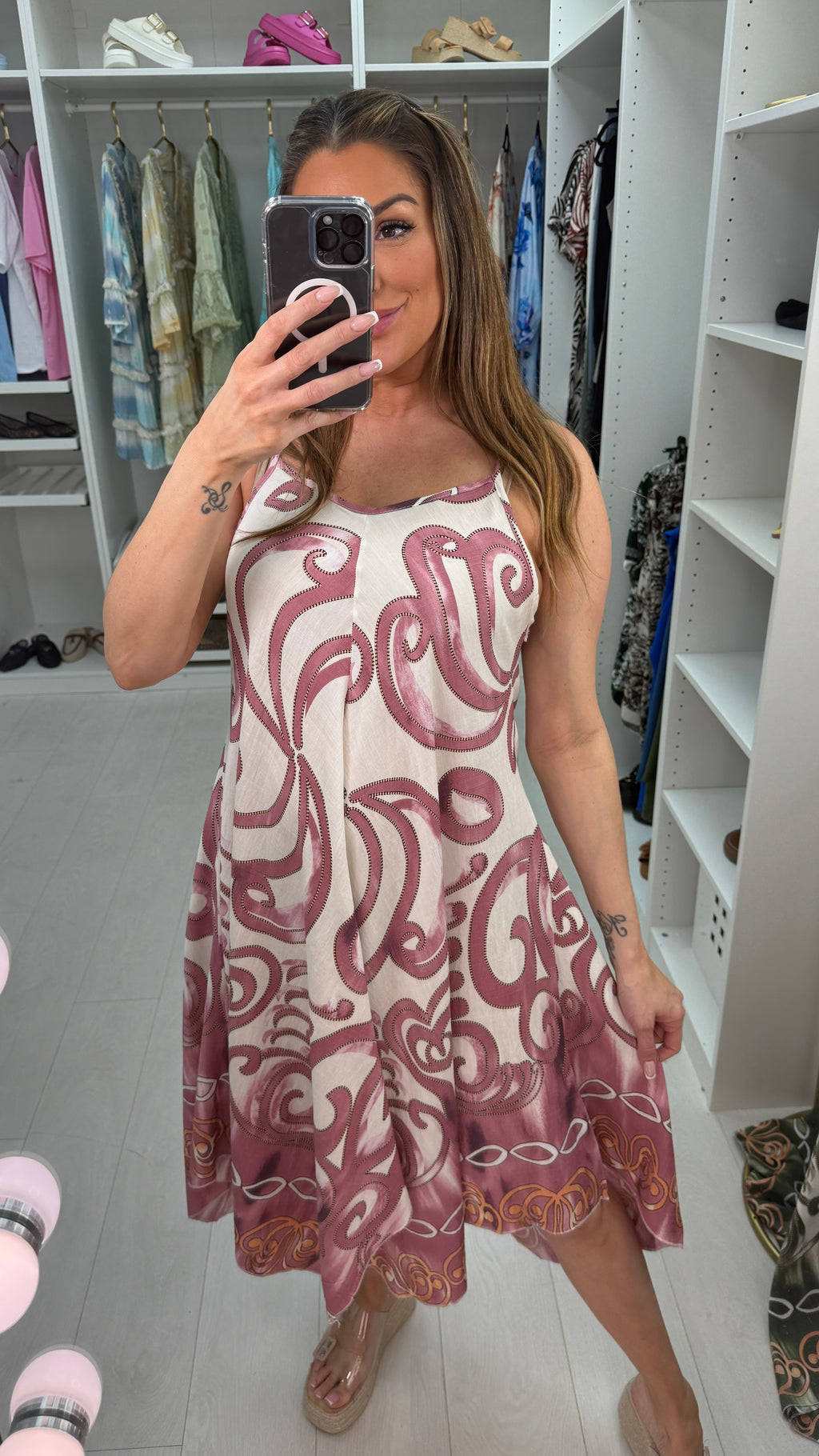 Destiny Abstract Print Strappy Midi Dress