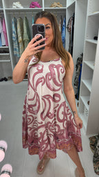 Destiny Abstract Print Strappy Midi Dress