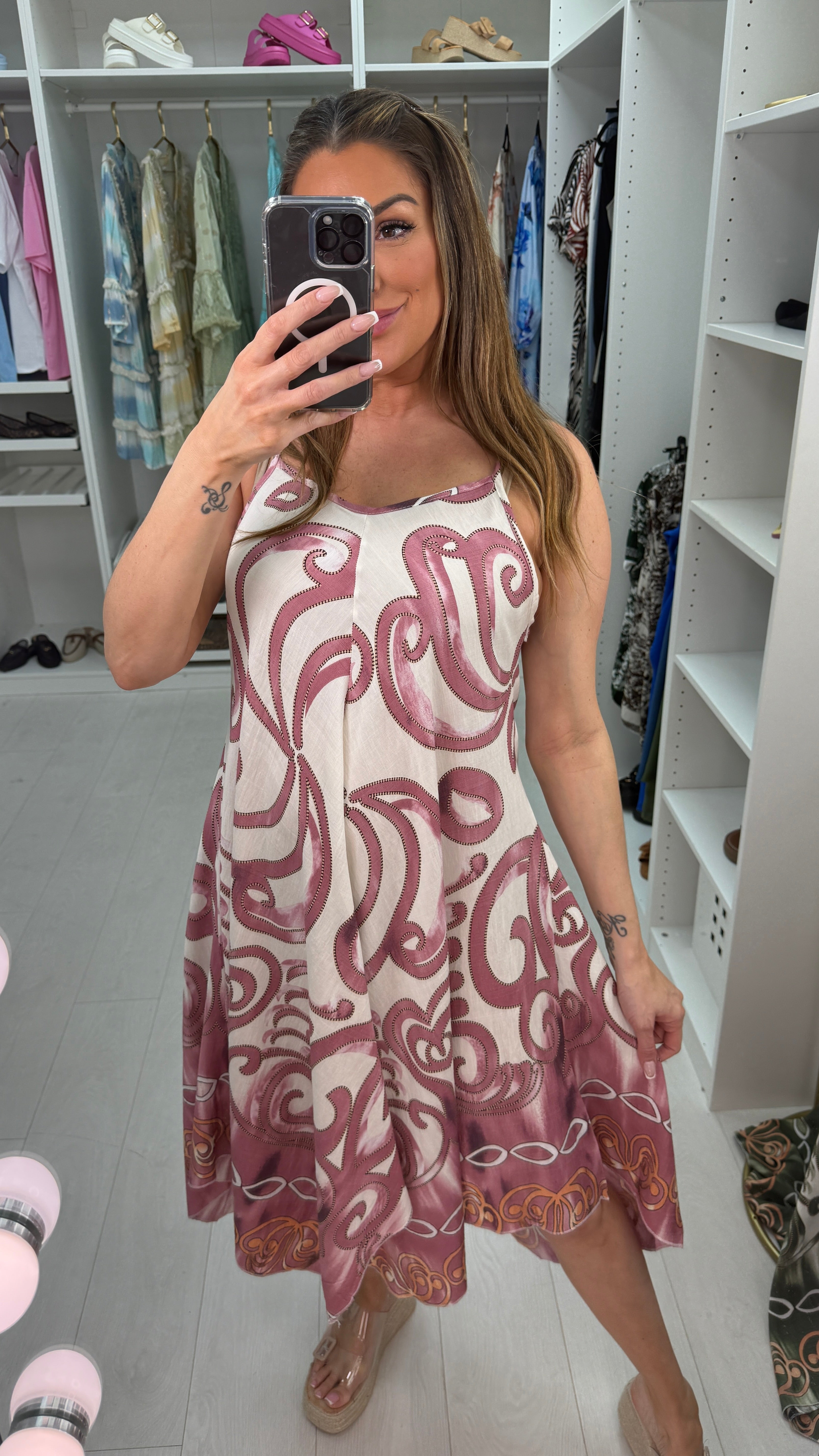 Destiny Abstract Print Strappy Midi Dress