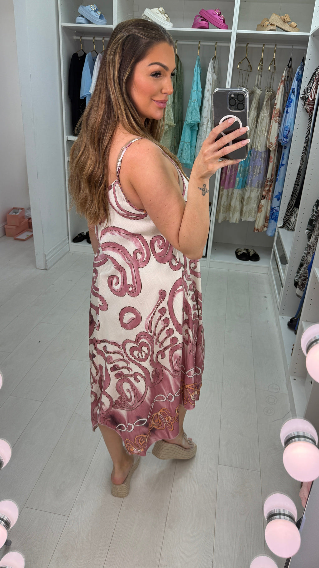 Destiny Abstract Print Strappy Midi Dress