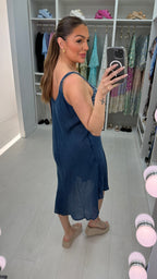 Nessa Embroidered Loose Fit Denim Dress