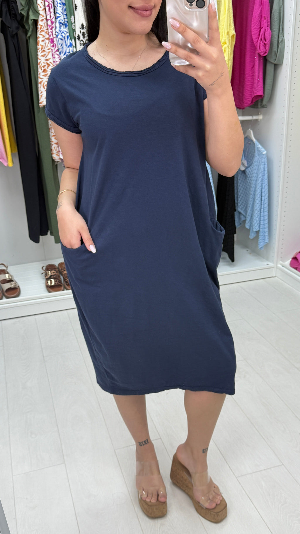 Bambina Plain Pocket Midi Dress