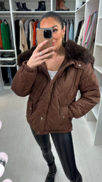 Kendra Chocolate Oversized Luxury Faux Fur Lined Coat