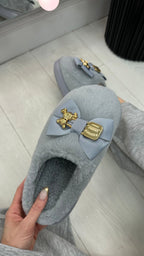 Amelia Bow & Lock Detail Fluffy Slippers