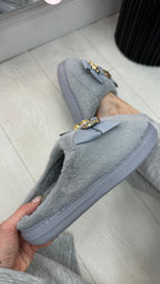 Amelia Bow & Lock Detail Fluffy Slippers