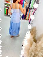 Elva Crochet & Lace Detail Tiered Maxi Dress