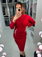 Toya Rib Knit Belted Jumper Dress
