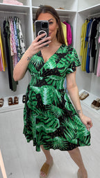 Anica Leaf Print Frill Hem Magic Midi Dress