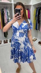 Anica Leaf Print Frill Hem Magic Midi Dress