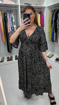 Maeve Abstract Print Shirred Waist Maxi Dress
