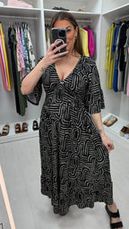 Maeve Abstract Print Shirred Waist Maxi Dress