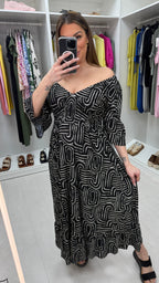 Maeve Abstract Print Shirred Waist Maxi Dress