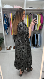 Maeve Abstract Print Shirred Waist Maxi Dress