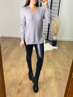 Mihwa Plain V Neck Ribbed Jumper