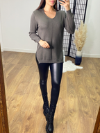 Mihwa Plain V Neck Ribbed Jumper