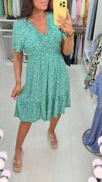 Pauline Floral Print Elasticated Waist V Neck Dress