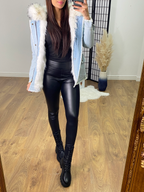 Drew Light Denim White Faux Fur Coat