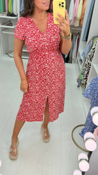 Katia Floral Print Button Detail Magic Midi Dress
