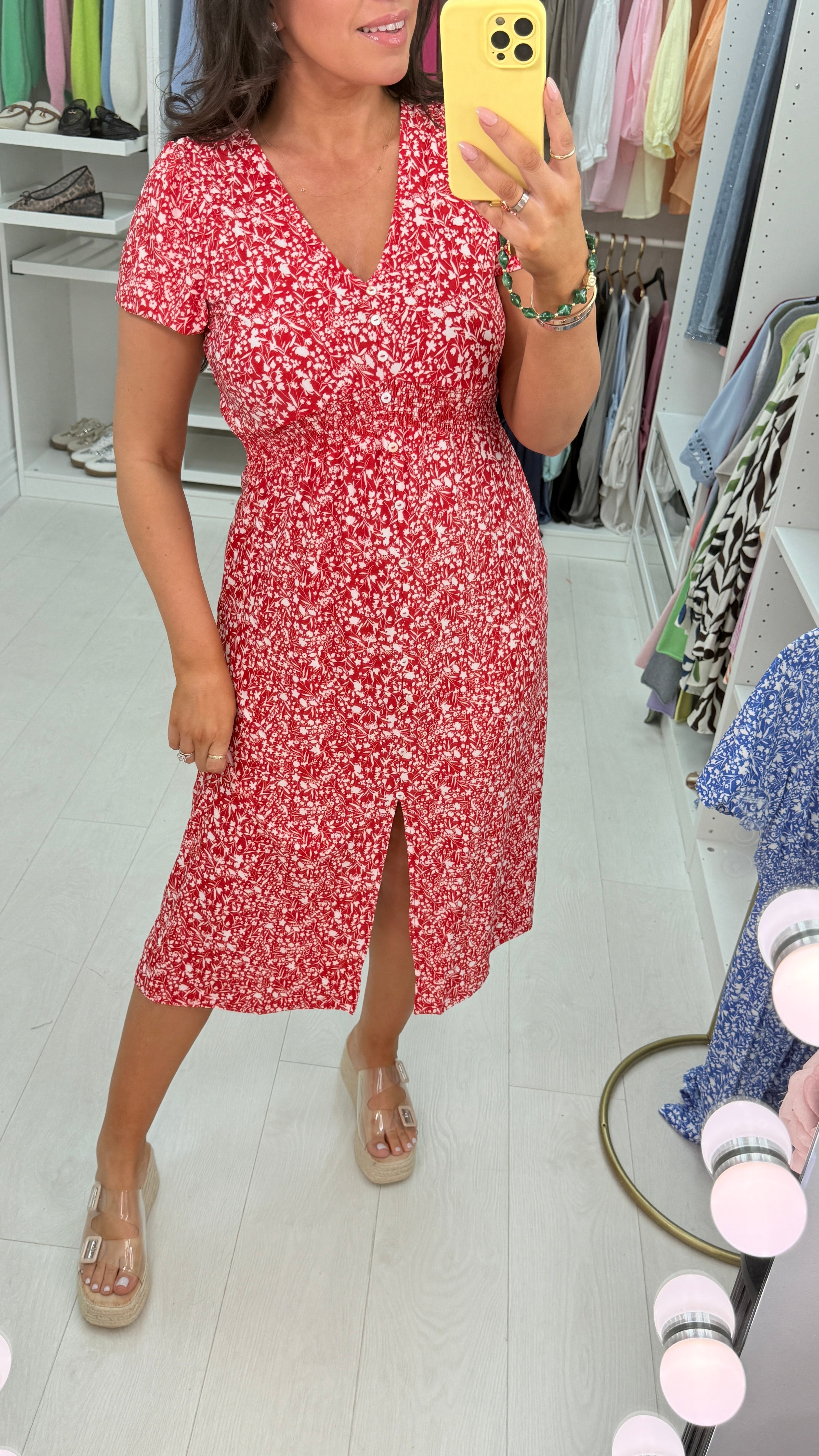 Katia Floral Print Button Detail Magic Midi Dress