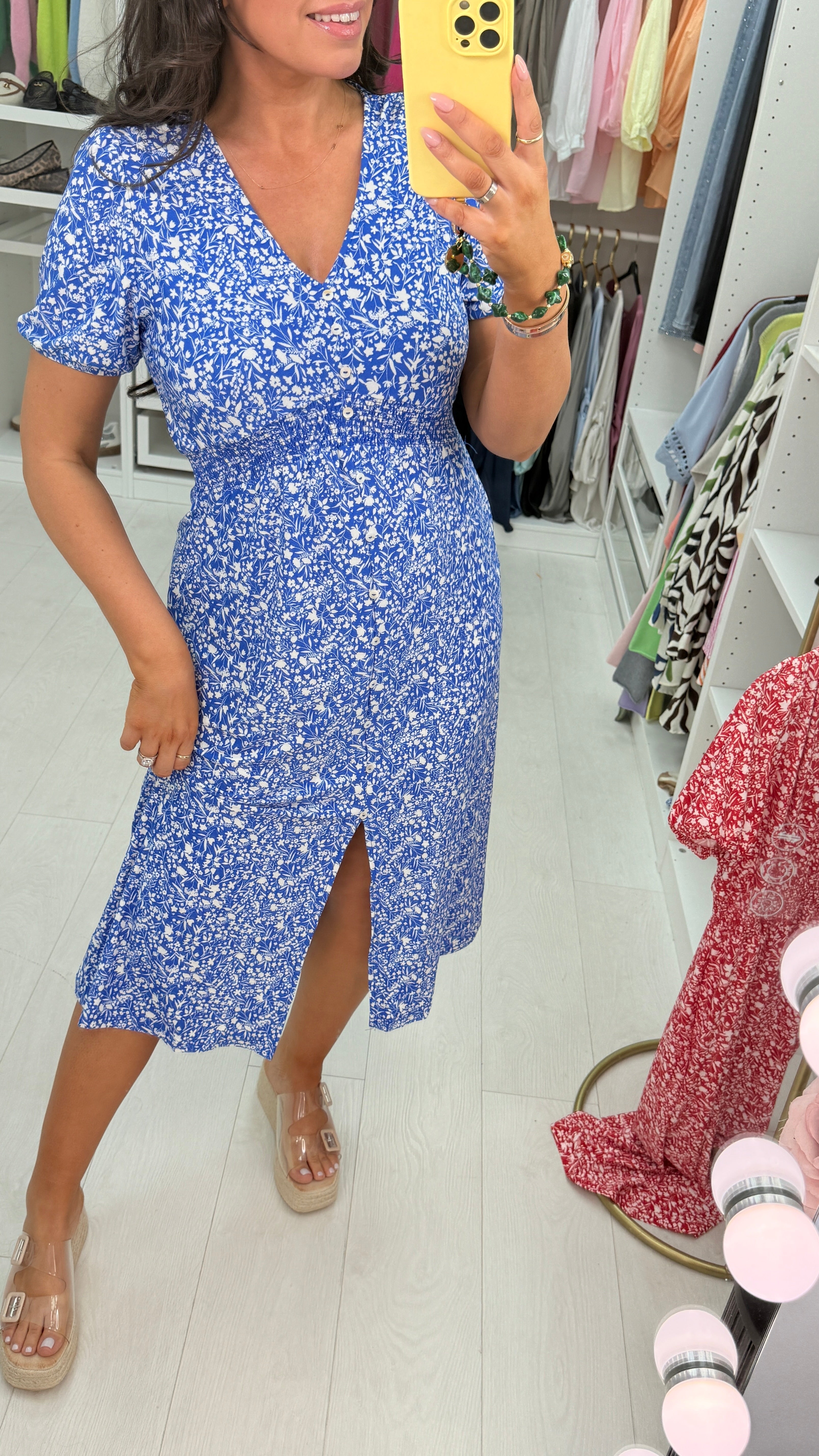 Katia Floral Print Button Detail Magic Midi Dress