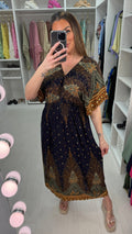 Josette Paisley Print Shirred Waist Maxi Dress