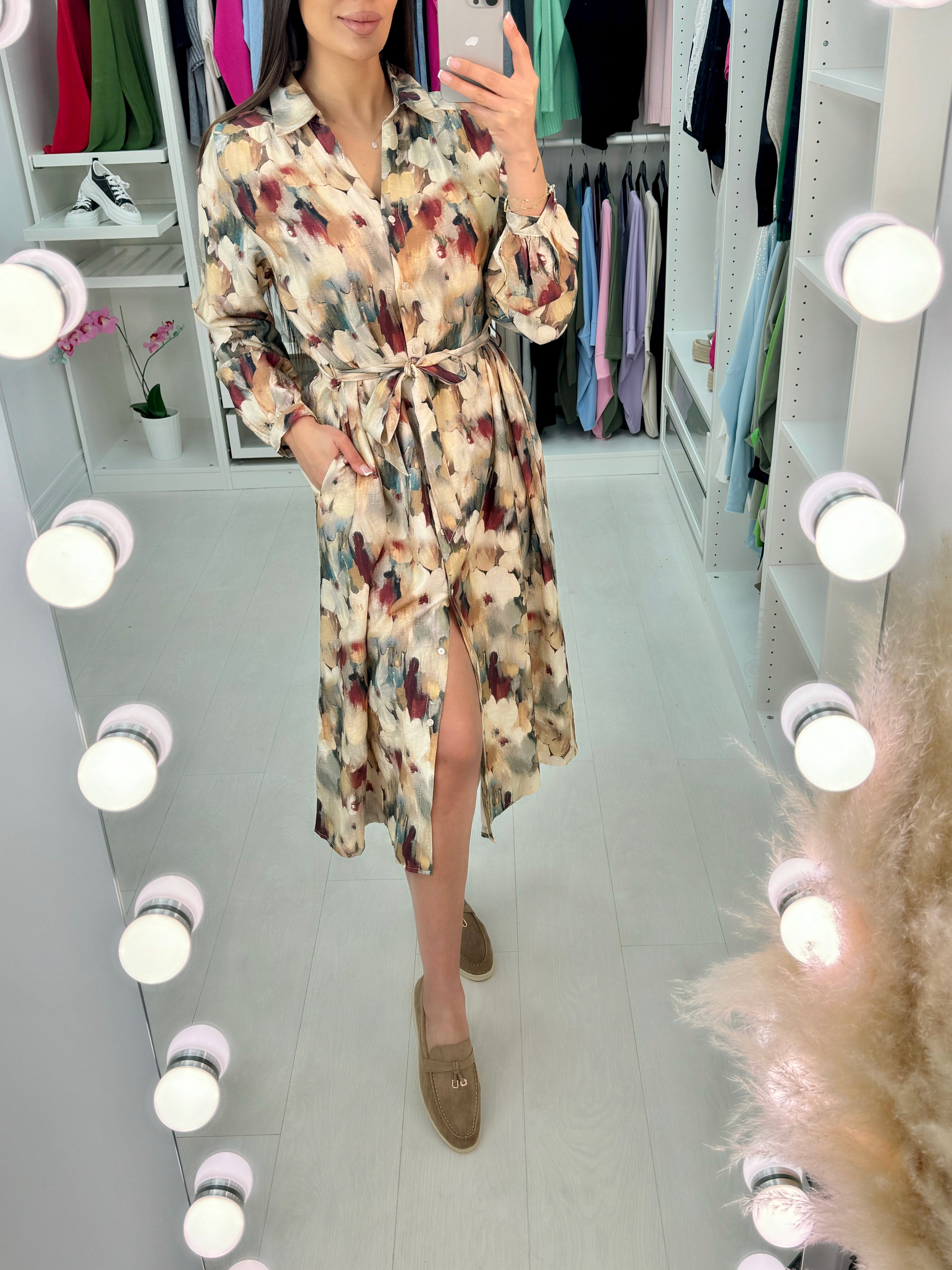 Nadine Abstract Flower Shirt Dress
