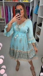 Bernella Embellished Smock Midi Dress