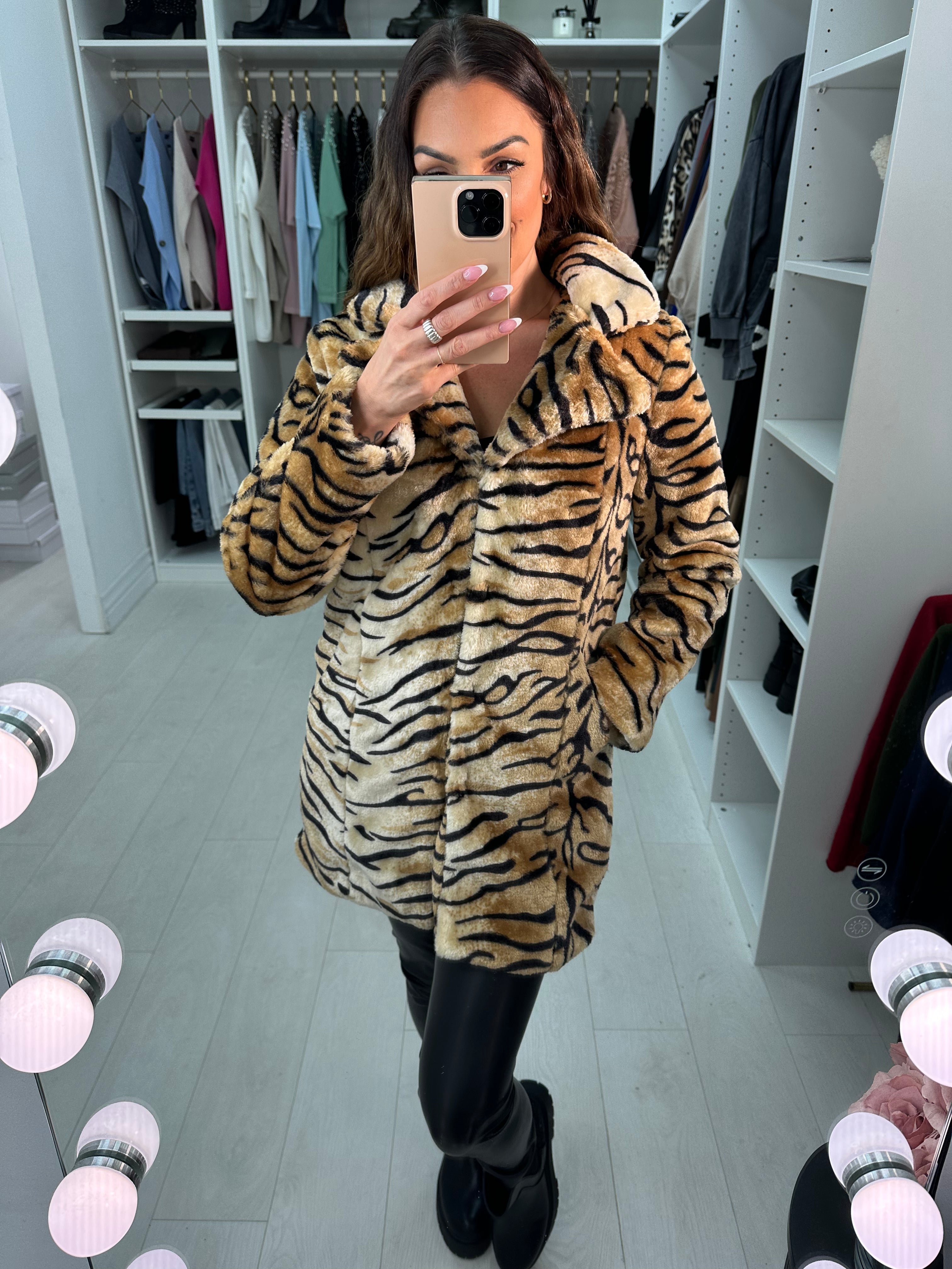 Paxten Tiger Soft Faux Fur Coat