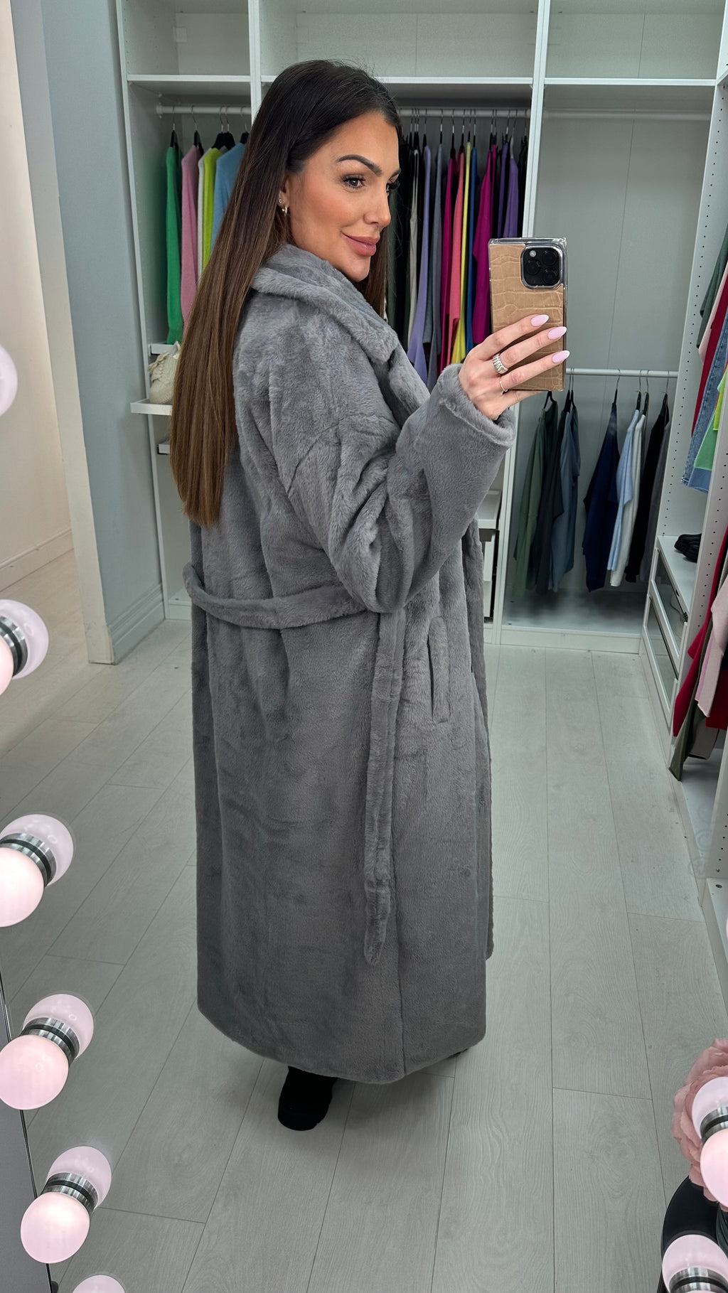 Chantel Faux Fur Longline Belted Coat