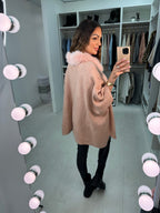 Karsyn Faux Fur Trim Knitted Poncho