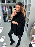 Karsyn Faux Fur Trim Knitted Poncho