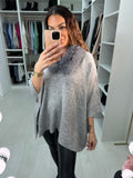 Karsyn Faux Fur Trim Knitted Poncho