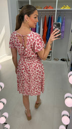 Kaylani Leopard Print Deep V Neck Midi Dress