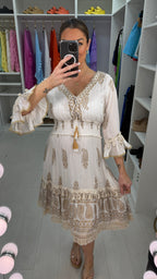 Bernella Embellished Smock Midi Dress