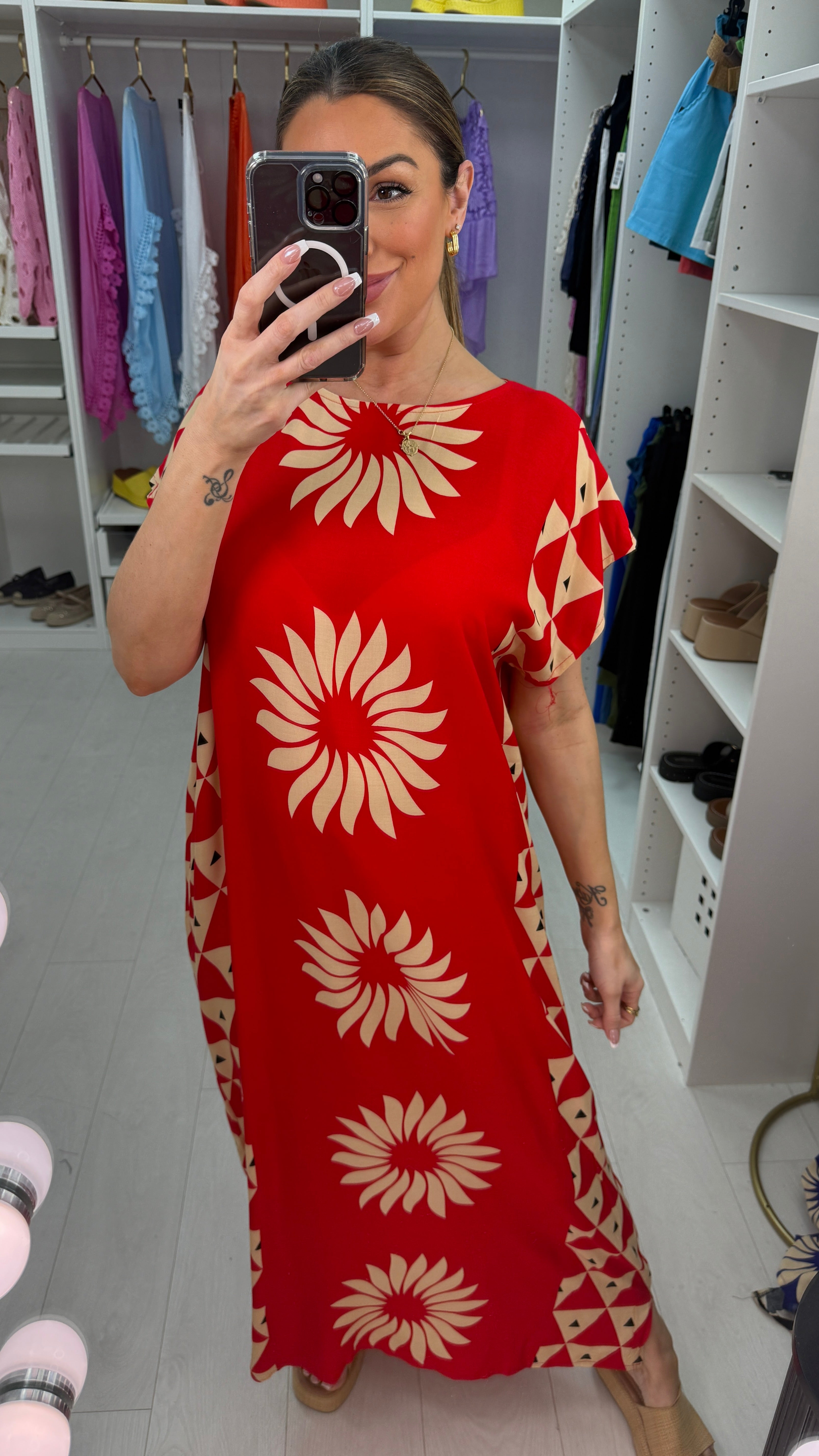 Tova Abstract Print Loose Fit Maxi Dress