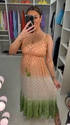 Freida V Neck Floral Detail Ombre Maxi Dress