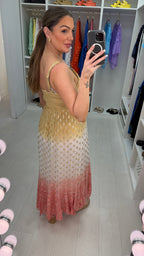 Freida V Neck Floral Detail Ombre Maxi Dress