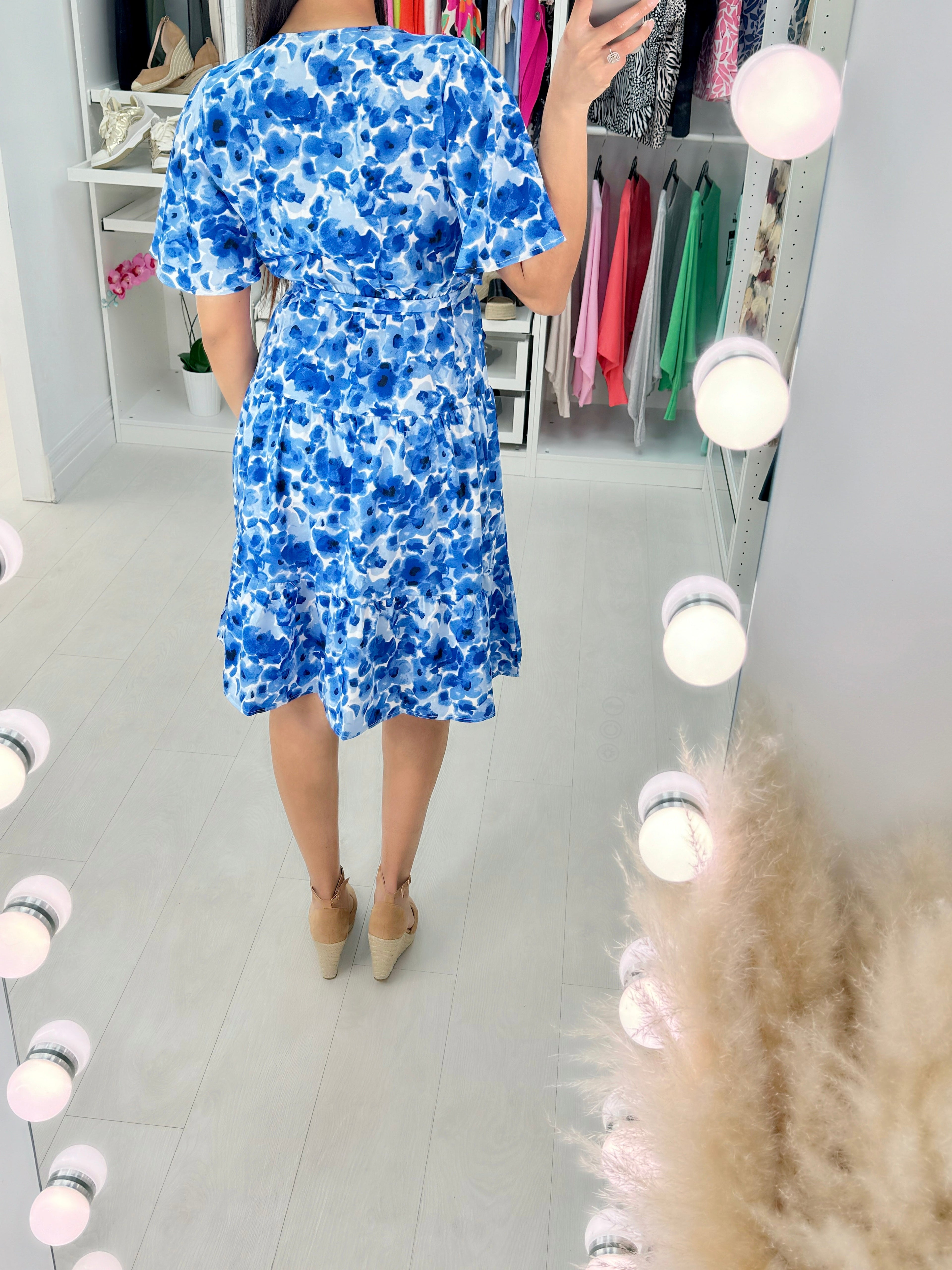 Tula Wrap Angel Sleeve Floral Midi Dress