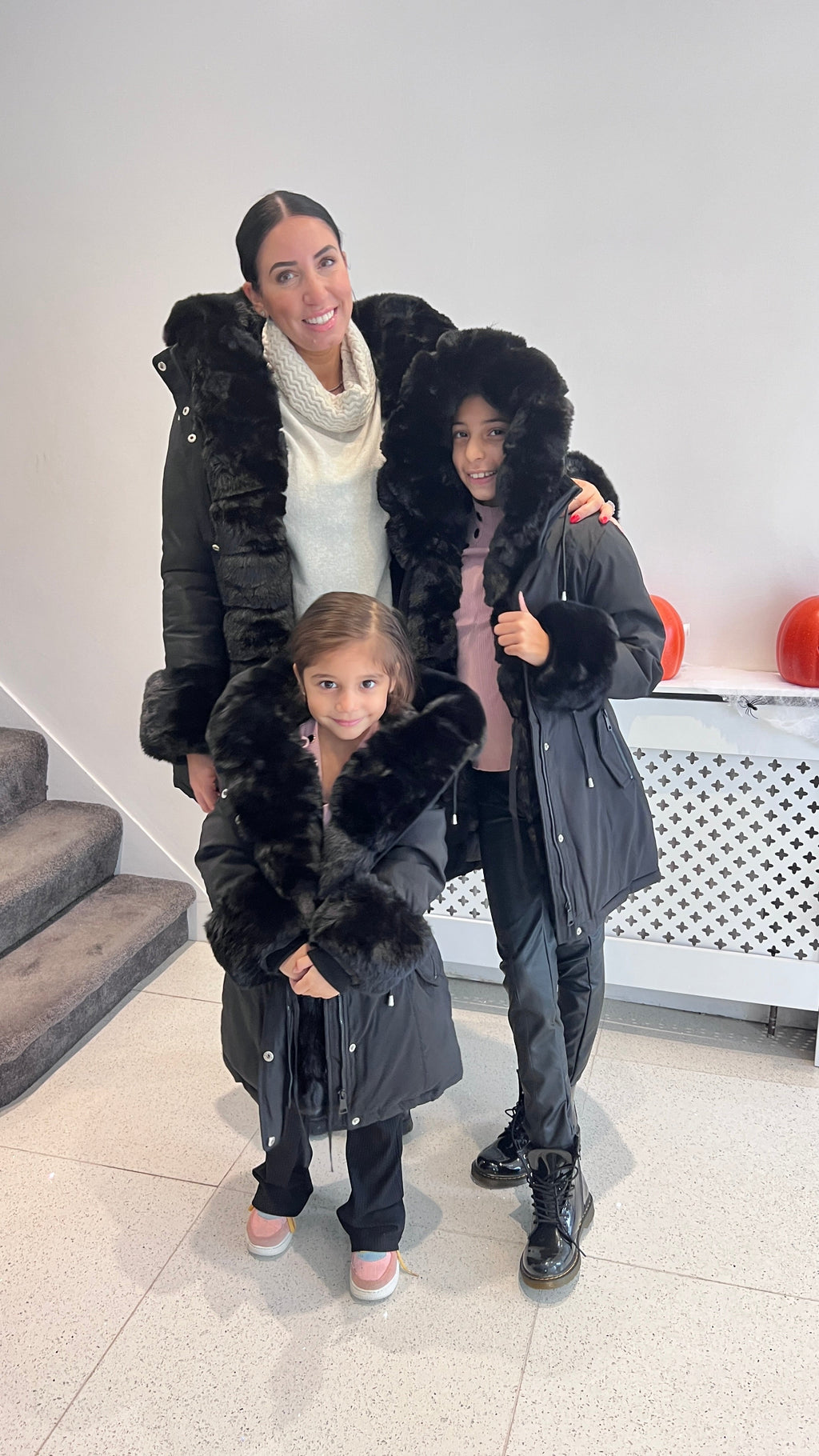 Jaya Black KIDS Faux Fur Hooded Toggle Coat